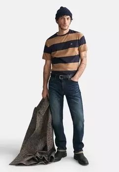 Футболка с принтом BAR STRIPE SS GANT, хаки