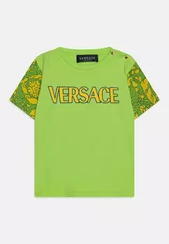 Футболка с принтом Baroque Sihouette Kids Logo Versace, цвет acid/giallo