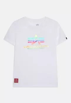 Футболка с принтом Basic Kids Teens Unisex Alpha Industries, цвет white/red