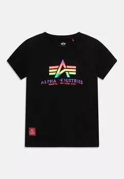 Футболка с принтом Basic Kids Teens Unisex Alpha Industries, цвет black/metallic red
