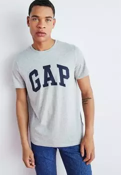 Футболка с принтом BASIC LOGO GAP, цвет light heather grey