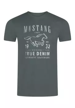 Футболка с принтом BASIC PRINT Mustang, цвет balsam green