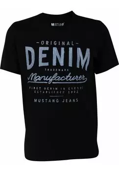 Футболка с принтом BASIC PRINT Mustang, цвет black