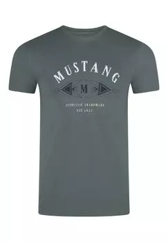Футболка с принтом BASIC PRINT Mustang, цвет balsam green