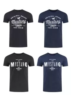 Футболка с принтом BASIC PRINT TEE 4 PACK Mustang, цвет farbmix