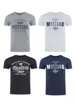Футболка с принтом BASIC PRINT TEE 4 PACK Mustang, цвет farbmix