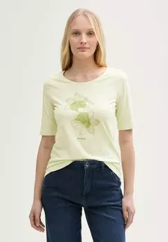 Футболка с принтом BASIC PRINT TOM TAILOR, светло-желтый