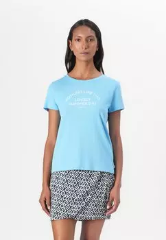 Футболка с принтом BASIC PRINT TOM TAILOR DENIM, светло-голубой