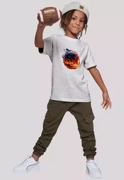Футболка с принтом BASKETBALL ON FIRE UNISEX F4NT4STIC, цвет heather grey