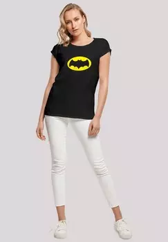 Футболка с принтом BATMAN TV SERIES LOGO -BLK WITH EXTENDED SHOULDER F4NT4STIC, черный