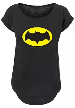 Футболка с принтом BATMAN TV SERIES LOGO -BLK WITH LONG SLUB F4NT4STIC, черный