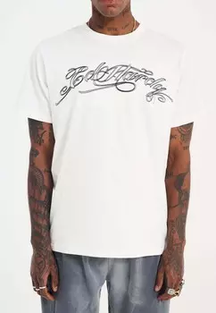 Футболка с принтом BATTLE OF THE EAGLES DIAMANTE Ed Hardy, белый
