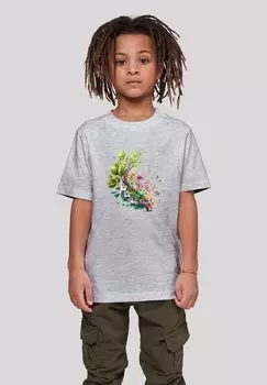 Футболка с принтом BAUM MIT BLUMEN UNISEX F4NT4STIC, цвет heather grey
