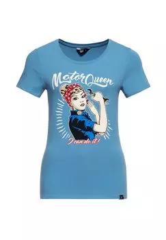 Футболка с принтом Базовая футболка Motor Queen I Can Do It QUEEN KEROSIN, синий