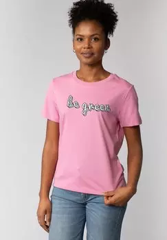 Футболка с принтом BE GREEN watapparel, светло-розовый