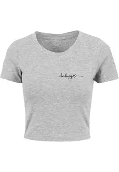 Футболка с принтом BE HAPPY CROPPED Merchcode, серый