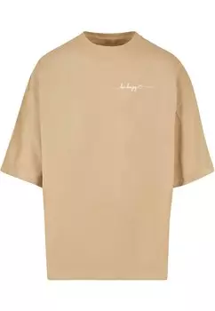 Футболка с принтом BE HAPPY HUGE Merchcode, цвет unionbeige