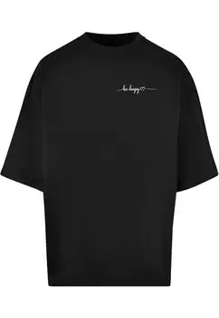 Футболка с принтом BE HAPPY HUGE Merchcode, цвет black