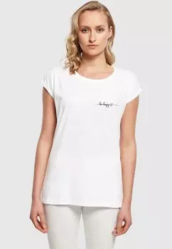 Футболка с принтом BE HAPPY Merchcode, цвет white