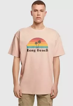 Футболка с принтом BEACH HEAVY Merchcode, песочный