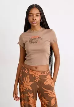 Футболка с принтом BEACH LOVE Roxy, светло-коричневый