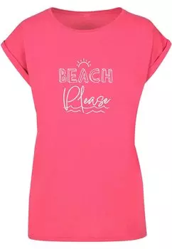 Футболка с принтом BEACH PLEASE EXTENDED SHOULDER Merchcode, цвет hibiskus pink