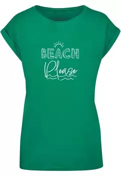 Футболка с принтом BEACH PLEASE EXTENDED SHOULDER Merchcode, цвет forest green