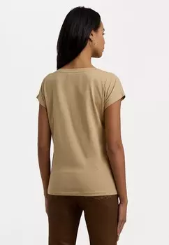 Футболка с принтом BEADED LOGO COTTON JERSEY T SHIRT Lauren Ralph Lauren, цвет Tan