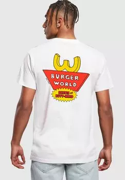 Футболка с принтом BEAVIS AND BUTTHEAD-BURGER WORLD Merchcode, цвет white