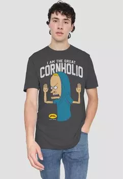 Футболка с принтом BEAVIS AND BUTTHEAD CORNHOLIO Cotton Soul, антрацит