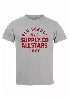 Футболка с принтом BEDRUCKT SCHRIFTZUG OLDSCHOOL NYC NEW YORK CITY Neverless, цвет Mottled Grey