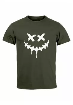 Футболка с принтом BEDRUCKT TECHWEAR FASHION STREETSTYLE SMILING FAC Neverless, зеленый