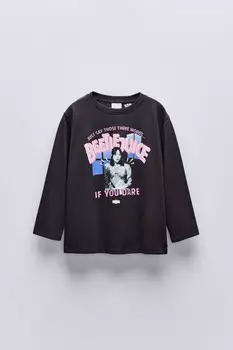 Футболка с принтом beetlejuice & ZARA, антрацитово-серый