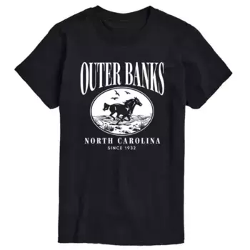 Футболка с принтом "Бегущая лошадь Outer Banks" больших размеров Licensed Character, черный