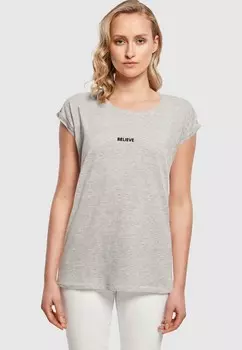 Футболка с принтом BELIEVE FRONT EXTENDED SHOULDER Merchcode, серый
