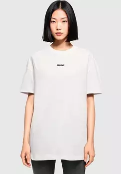Футболка с принтом BELIEVE FRONT OVERSIZED BOYFRIEND TEE Merchcode, белый