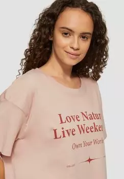 Футболка с принтом BERSCHNITTENEN SCHULTERN QS, светло-розовый