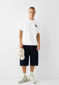 Футболка с принтом Bershka, белый