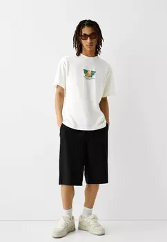 Футболка с принтом Bershka, белый