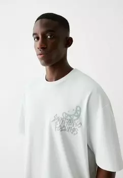 Футболка с принтом Bershka, белый