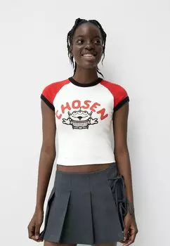 Футболка с принтом Bershka, белый