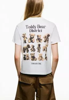 Футболка с принтом Bershka, белый