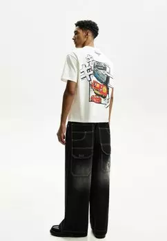 Футболка с принтом Bershka, белый