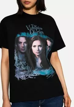 Футболка с принтом Bershka, черный