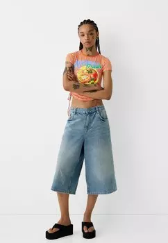 Футболка с принтом Bershka, красная