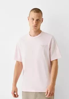 Футболка с принтом Bershka, светло-розовый