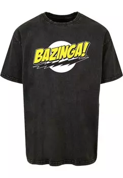 Футболка с принтом BIG BANG THEORY BAZINGA ACID WASHED OVERS ABSOLUTE CULT, черный