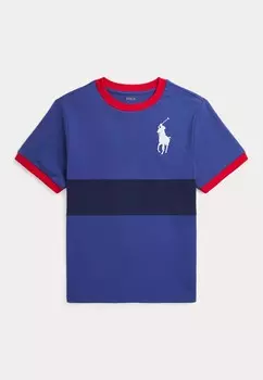 Футболка с принтом BIG PONY HEAVYWEIGHT COTTON JERSEY TEE Ralph Lauren, синий