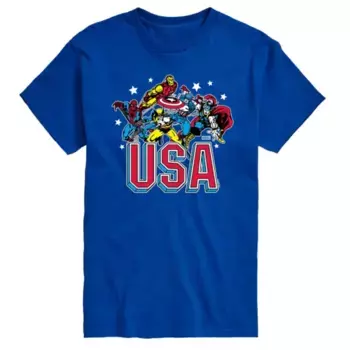 Футболка с принтом Big & Tall USA Marvel, синий