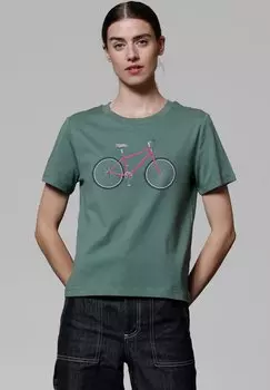 Футболка с принтом BIKE watapparel, бирюзовый